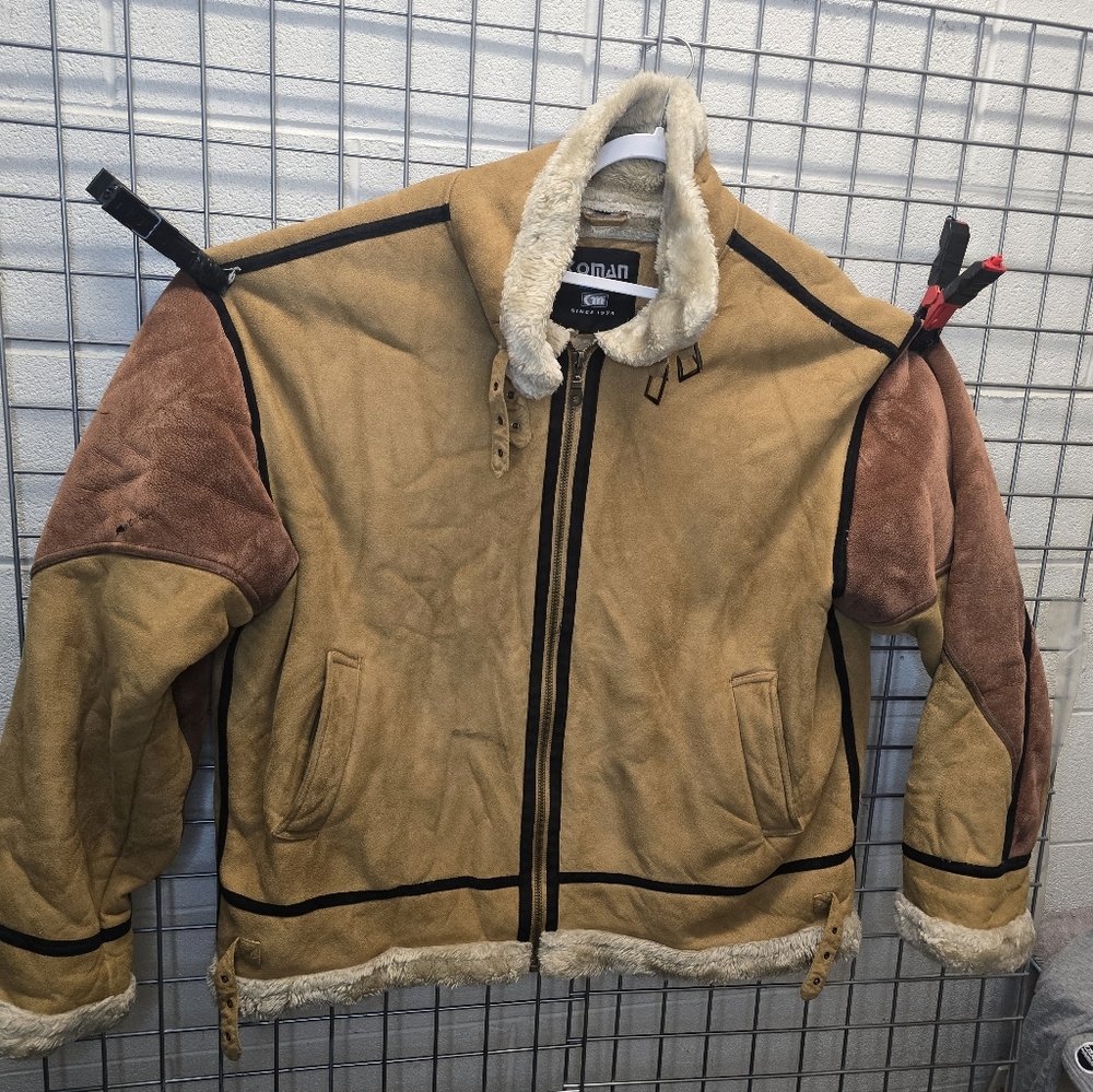 Caravan Men's Shearling Bomber Jacket - Tan and Brown